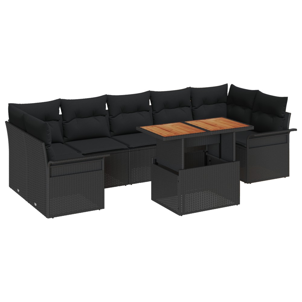 vidaXL Set de canapele pentru grădină 8 pcs Negru 100 x 55 x 73 cm