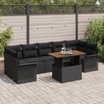 vidaXL Set de canapele pentru grădină 8 pcs Negru 100 x 55 x 73 cm