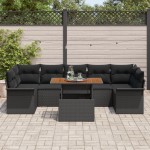 vidaXL Set de canapele pentru grădină 8 pcs Negru 100 x 55 x 73 cm