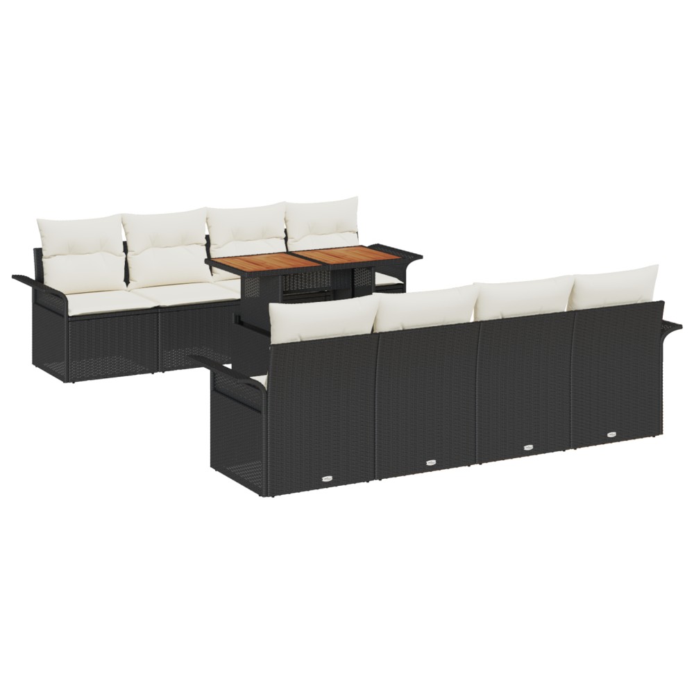 vidaXL Set de canapele pentru grădină cu pernă 7 pcs negru și crem