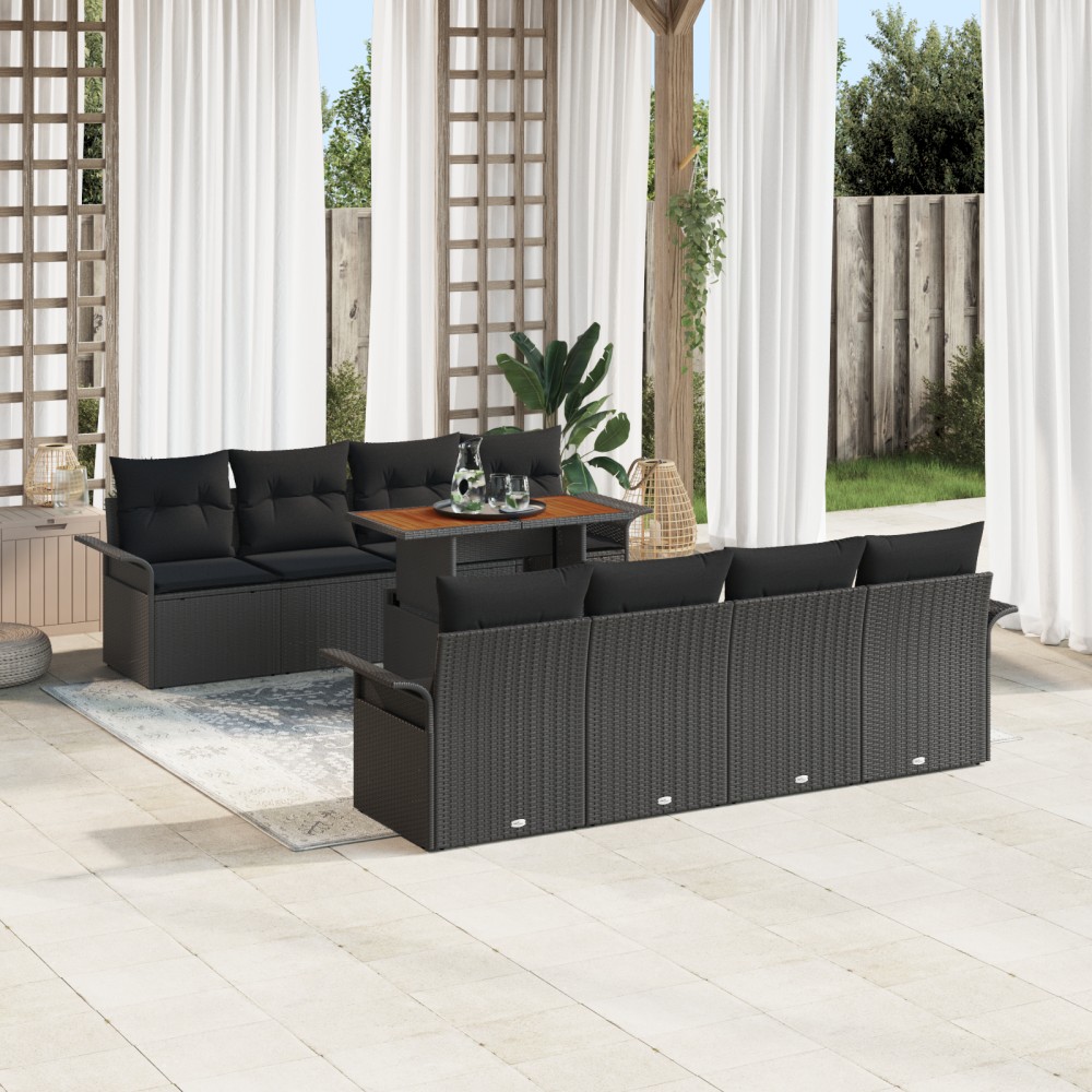 vidaXL Set de canapele pentru grădină 7 pcs Negru 100 x 55 x 73 cm