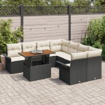 vidaXL Set de canapele pentru grădină cu pernă 9 pcs negru și crem vidaXL Set de canapele pentru grădină cu pernă 9 pcs negru și crem