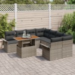 vidaXL Set de canapele pentru grădină cu pernă Manual 9 pcs Gri
