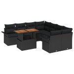 vidaXL Set de canapele pentru grădină cu pernă 9 pcs Negru