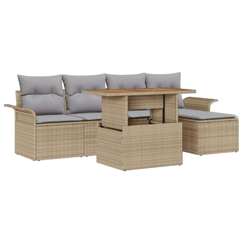 vidaXL Set de canapele pentru grădină 6 pcs bej și gri deschis
