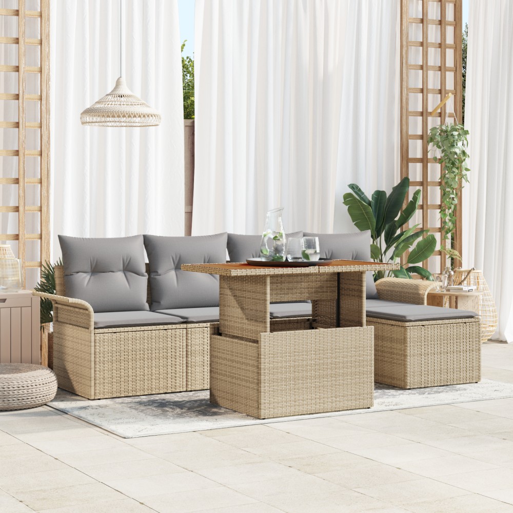 vidaXL Set de canapele pentru grădină 6 pcs bej și gri deschis