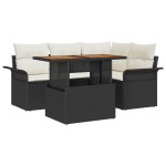 vidaXL Set de canapele pentru grădină cu pernă 5 pcs negru și crem vidaXL Set de canapele pentru grădină cu pernă 5 pcs negru și crem