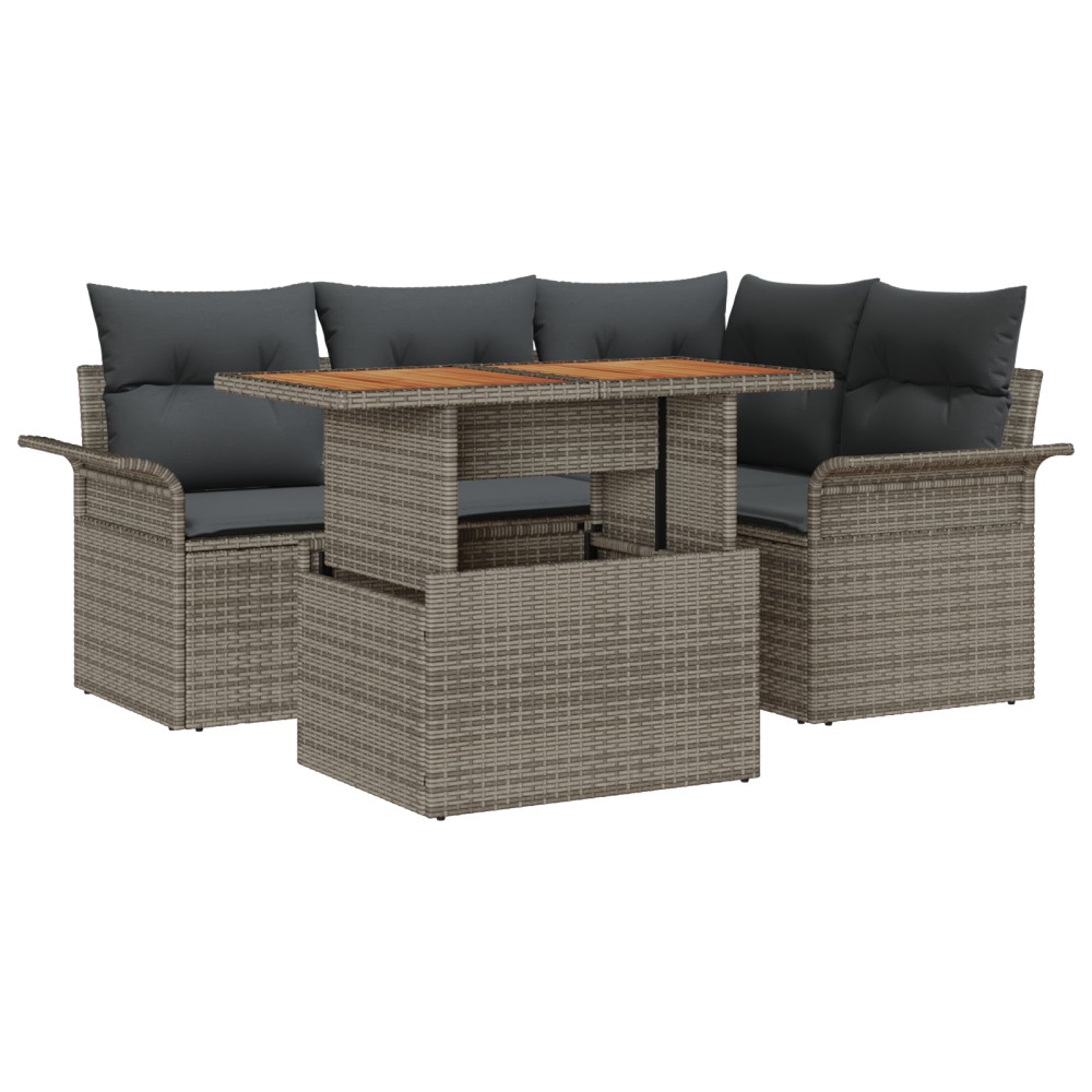 vidaXL Set de canapele pentru grădină 5 pcs Gri 100 x 55 x 73 cm