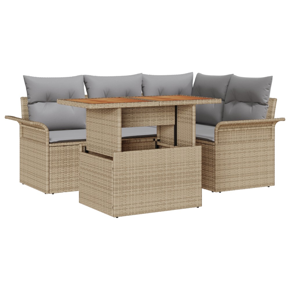 vidaXL Set de canapele pentru grădină 5 pcs bej și gri deschis