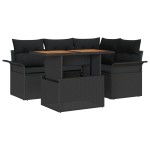 vidaXL Set de canapele pentru grădină 5 pcs Negru 100 x 55 x 73 cm