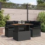 vidaXL Set de canapele pentru grădină 5 pcs Negru 100 x 55 x 73 cm