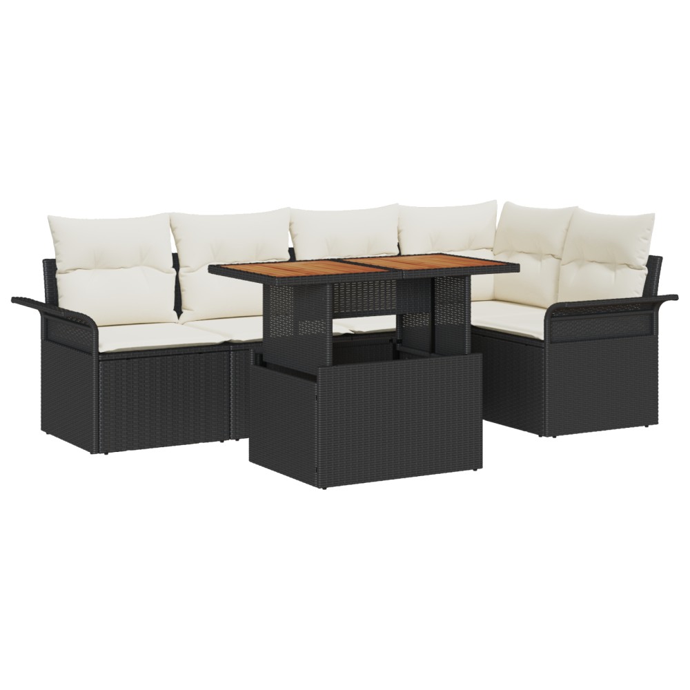 vidaXL Set de canapele pentru grădină cu pernă 6 pcs negru și crem