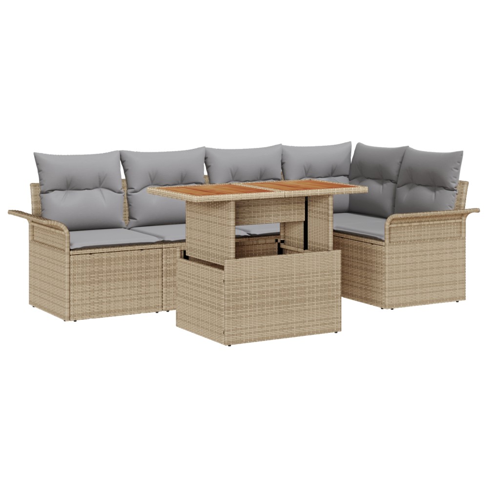 vidaXL Set de canapele pentru grădină 6 pcs bej și gri deschis