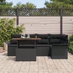vidaXL Set de canapele pentru grădină 6 pcs Negru 100 x 55 x 73 cm