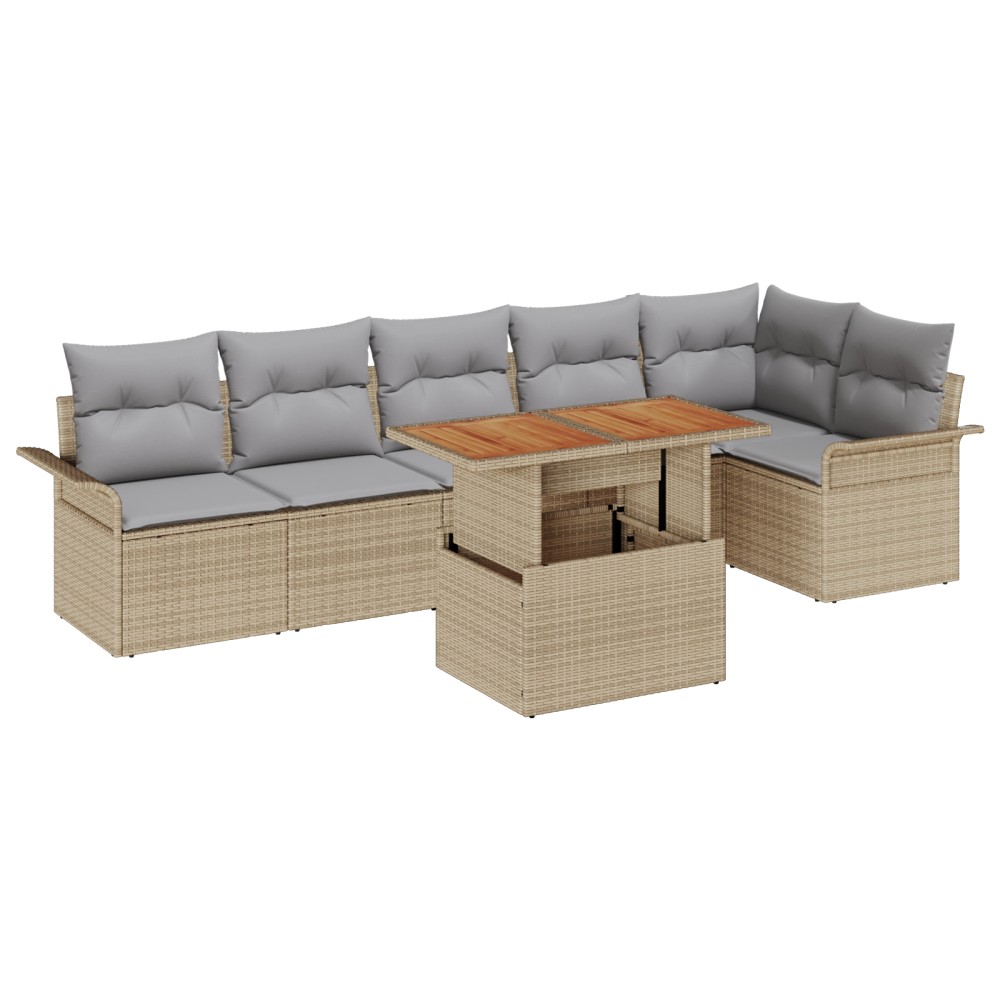 vidaXL Set de canapele pentru grădină Manual 7 pcs bej și gri deschis