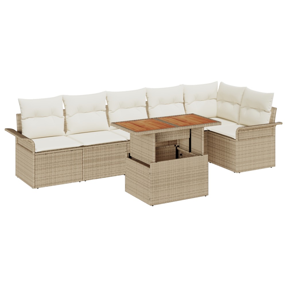 vidaXL Set de canapele pentru grădină cu pernă 7 pcs bej și crem
