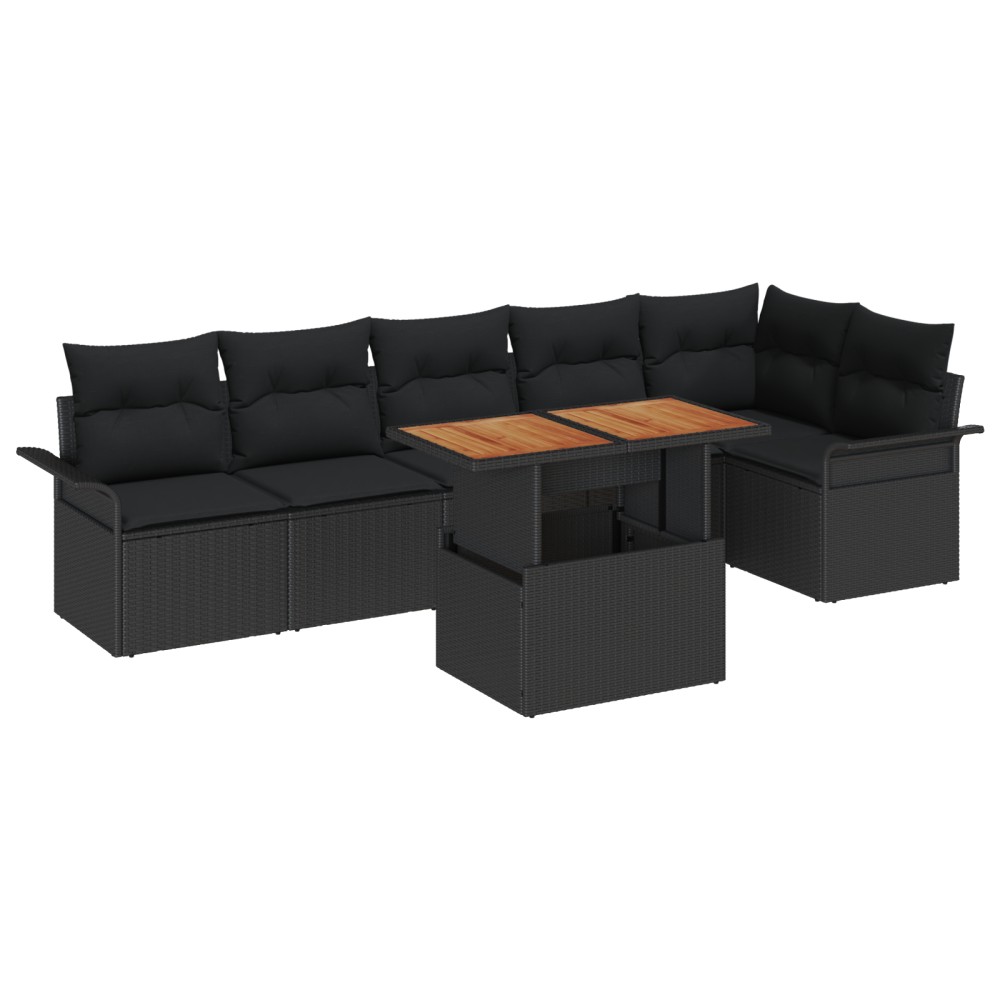 vidaXL Set de canapele pentru grădină 7 pcs Negru 100 x 55 x 73 cm