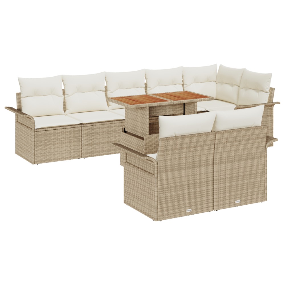 vidaXL Set de canapele pentru grădină cu pernă 9 pcs bej și crem