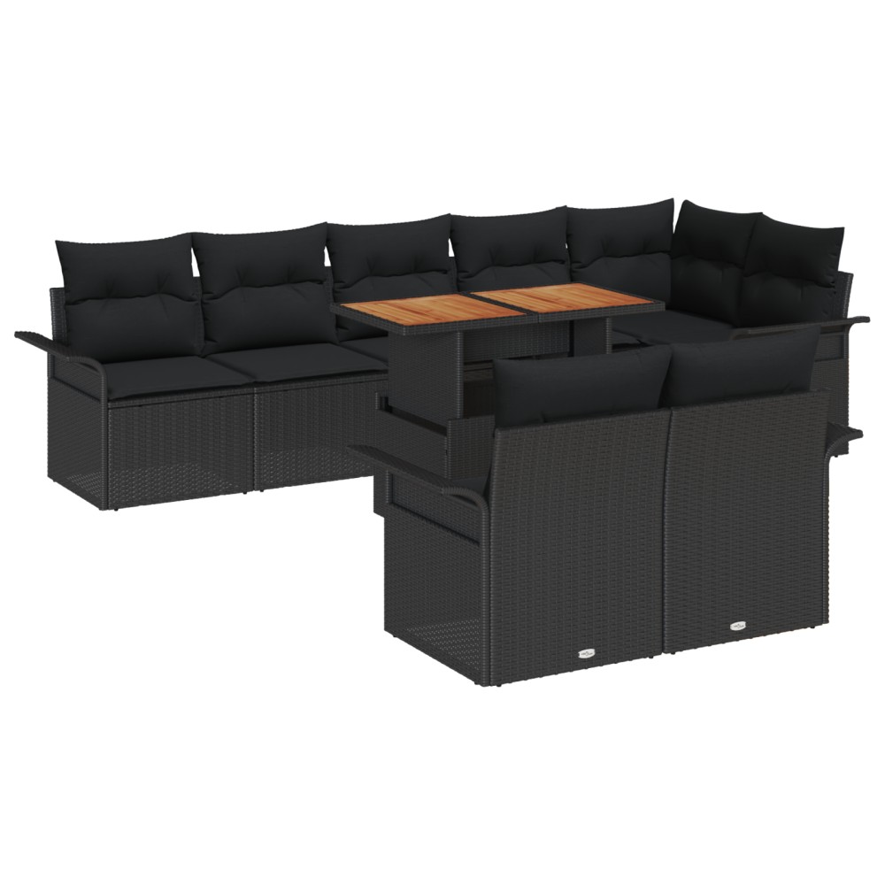 vidaXL Set de canapele pentru grădină 9 pcs Negru 100 x 55 x 73 cm
