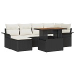 vidaXL Set de canapele pentru grădină cu pernă 7 pcs negru și crem vidaXL Set de canapele pentru grădină cu pernă 7 pcs negru și crem