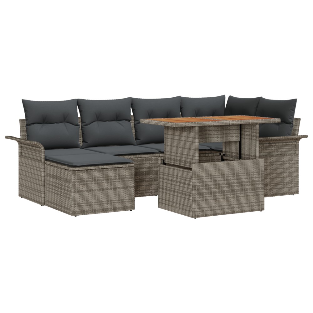 vidaXL Set de canapele pentru grădină cu pernă 7 pcs Gri