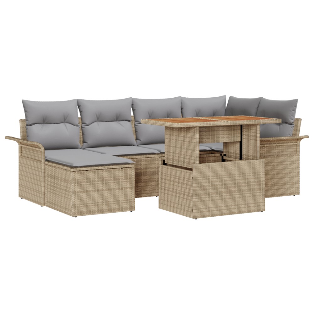 vidaXL Set de canapele pentru grădină 7 pcs bej și gri deschis