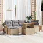 vidaXL Set de canapele pentru grădină 7 pcs bej și gri deschis