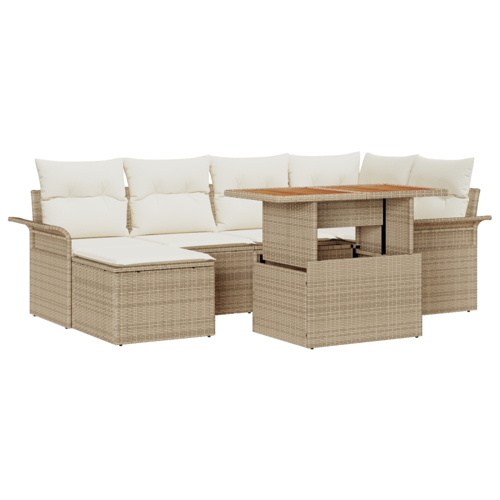 vidaXL Set de canapele pentru grădină cu pernă 7 pcs bej și crem