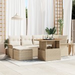 vidaXL Set de canapele pentru grădină cu pernă 7 pcs bej și crem vidaXL Set de canapele pentru grădină cu pernă 7 pcs bej și crem