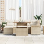 vidaXL Set de canapele pentru grădină cu pernă 7 pcs bej și crem vidaXL Set de canapele pentru grădină cu pernă 7 pcs bej și crem