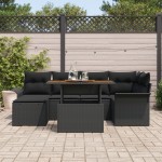 vidaXL Set de canapele pentru grădină cu pernă 7 pcs Negru vidaXL Set de canapele pentru grădină cu pernă 7 pcs Negru