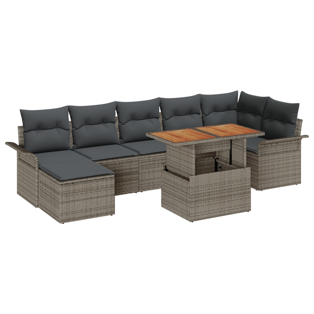 vidaXL Set de canapele pentru grădină cu pernă 8 pcs Gri