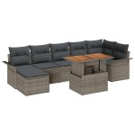 vidaXL Set de canapele pentru grădină cu pernă 8 pcs Gri