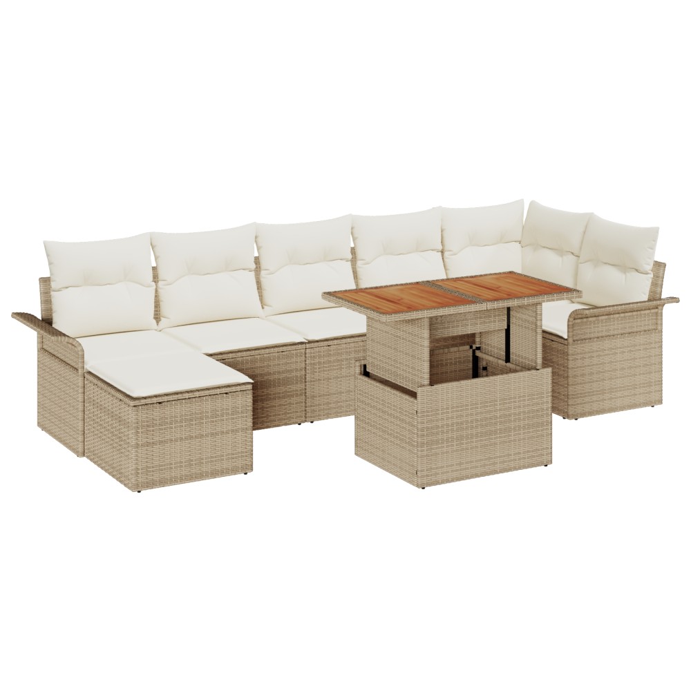vidaXL Set de canapele pentru grădină cu pernă 8 pcs bej și crem