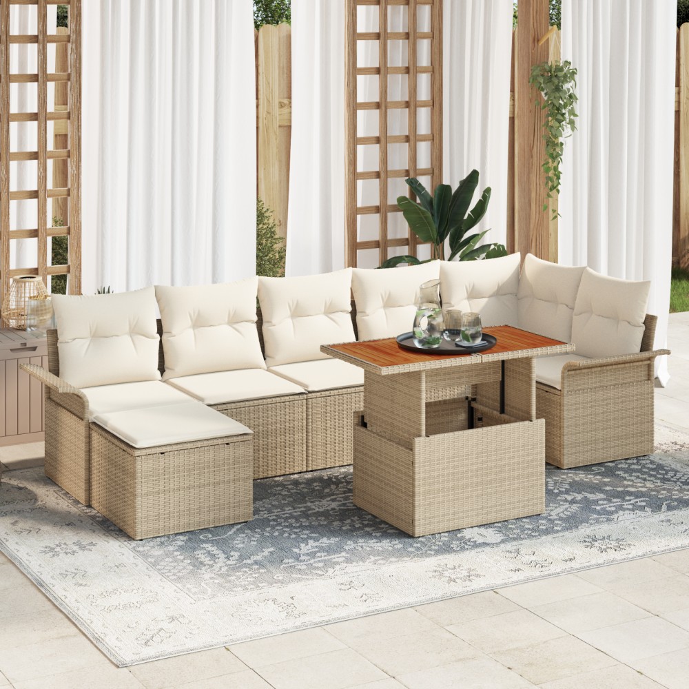 vidaXL Set de canapele pentru grădină cu pernă 8 pcs bej și crem