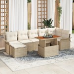 vidaXL Set de canapele pentru grădină cu pernă 8 pcs bej și crem