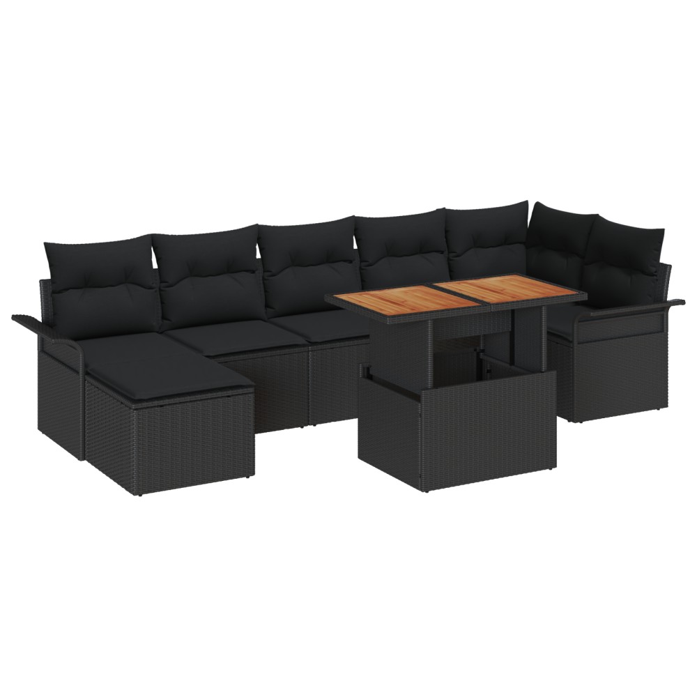 vidaXL Set de canapele pentru grădină cu pernă 8 pcs Negru