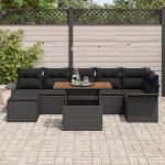 vidaXL Set de canapele pentru grădină cu pernă 8 pcs Negru