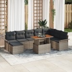 vidaXL Set de canapele pentru grădină cu pernă 9 pcs Gri
