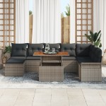 vidaXL Set de canapele pentru grădină cu pernă 9 pcs Gri