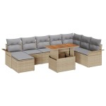 vidaXL Set de canapele pentru grădină 9 pcs bej și gri deschis