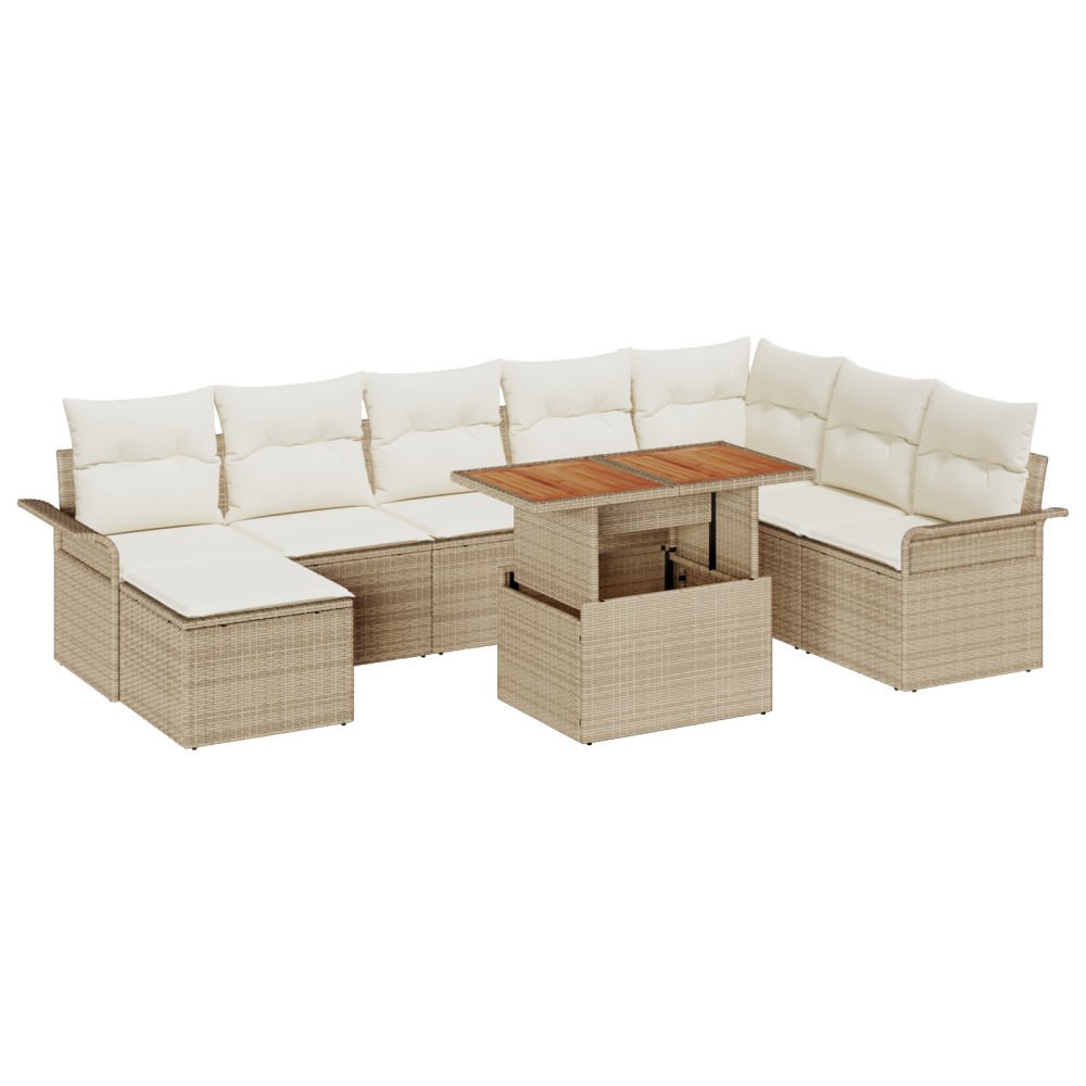 vidaXL Set de canapele pentru grădină cu pernă 9 pcs bej și crem