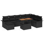 vidaXL Set de canapele pentru grădină cu pernă 9 pcs Negru vidaXL Set de canapele pentru grădină cu pernă 9 pcs Negru