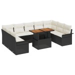 vidaXL Set de canapele pentru grădină cu pernă 10 pcs negru și crem