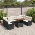 vidaXL Set de canapele pentru grădină cu pernă 10 pcs negru și crem