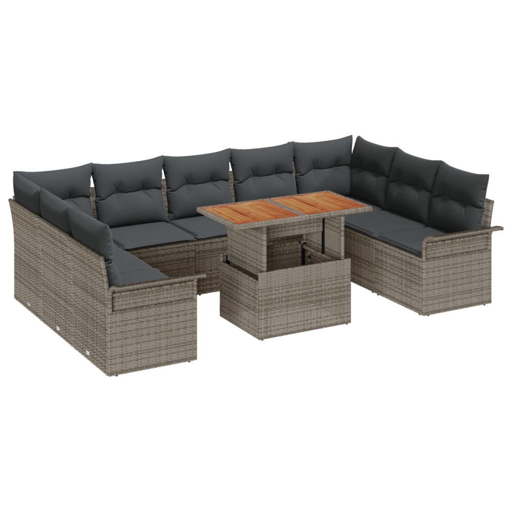 vidaXL Set de canapele pentru grădină 10 pcs Gri 100 x 55 x 73 cm