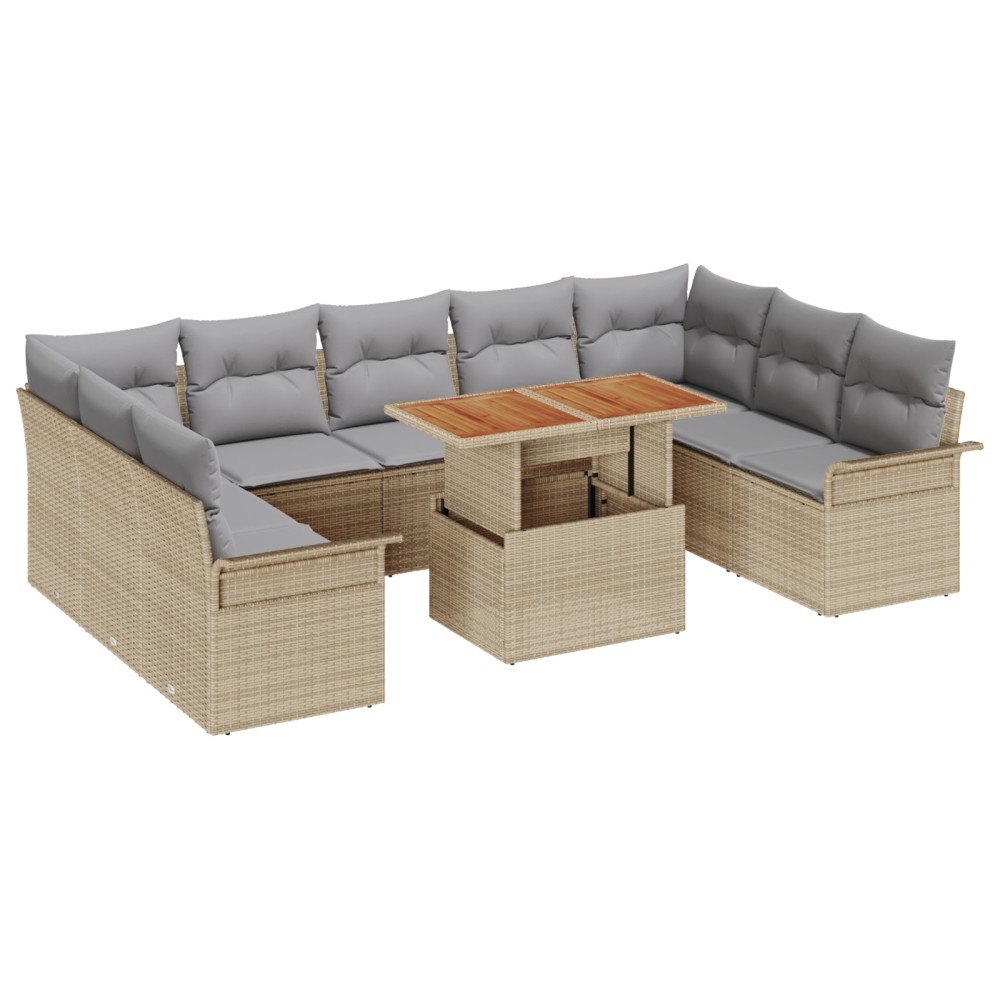 vidaXL Set de canapele pentru grădină 10 pcs bej și gri deschis