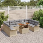 vidaXL Set de canapele pentru grădină 10 pcs bej și gri deschis vidaXL Set de canapele pentru grădină 10 pcs bej și gri deschis