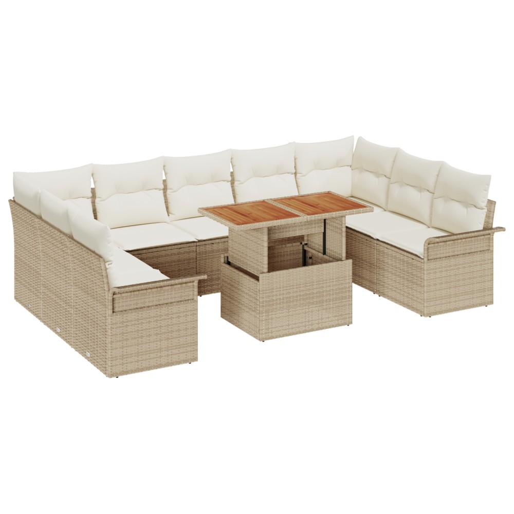 vidaXL Set de canapele pentru grădină cu pernă 10 pcs bej și crem