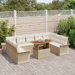 vidaXL Set de canapele pentru grădină cu pernă 10 pcs bej și crem